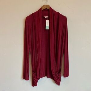 PIXLEY Stitch Fix Burgundy Martina Slub Knit Open Cardigan